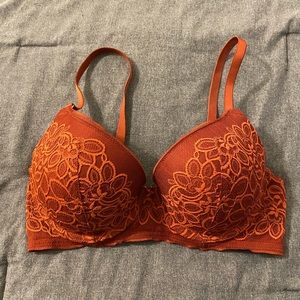 Aerie Burnt Orange Lace Padded Push-Up Bra (34D)